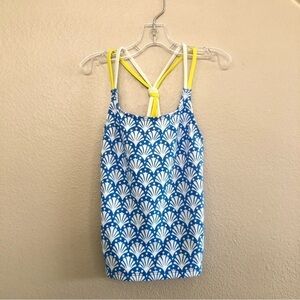 Mini Boden Girls Polo Blue & White Floral Strappy Tankini Top Size 8-9 Y/134cm